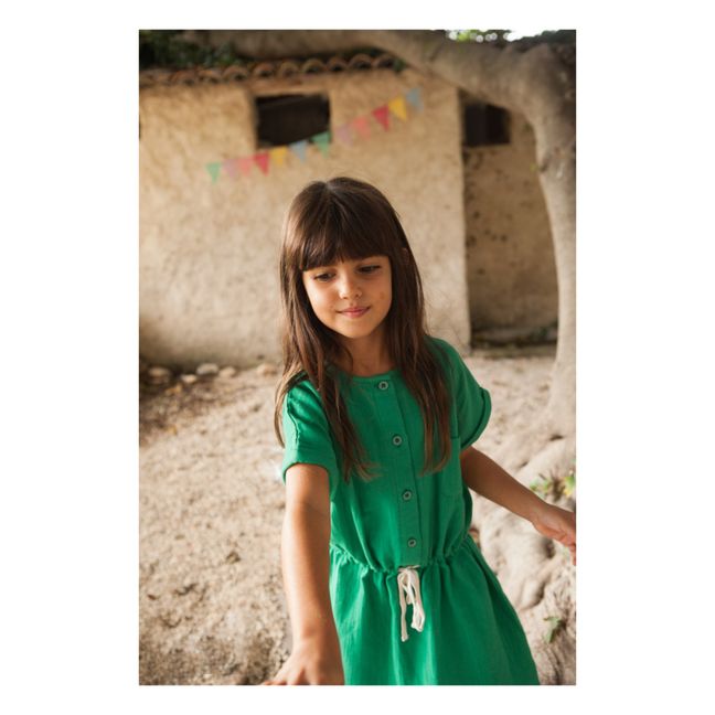 Kleid aus Baumwollgaze Baïa | Grün