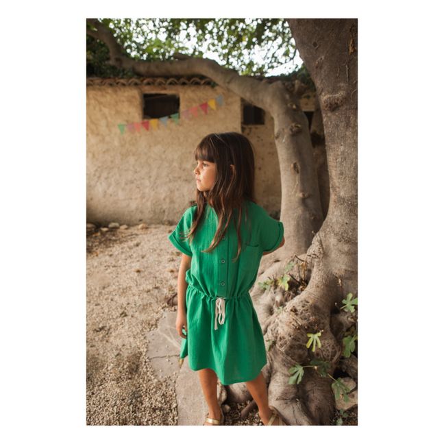 Kleid aus Baumwollgaze Baïa | Grün