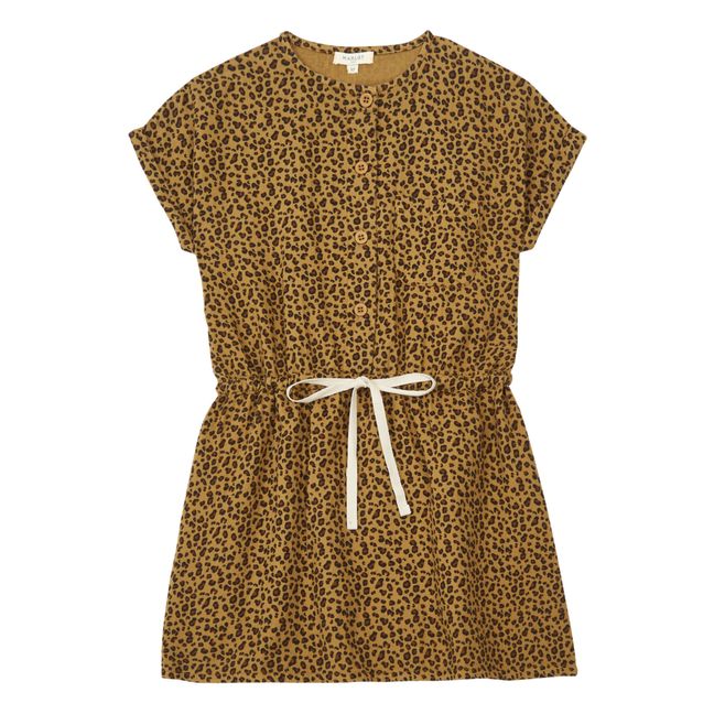 Marlot x Smallable Exclusive - Baia Leopard Print Cotton Gauze Dress | Caramello