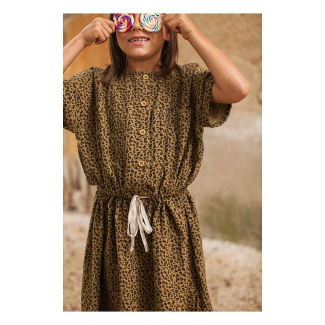 Marlot x Smallable Exclusive - Baia Leopard Print Cotton Gauze Dress | Caramello