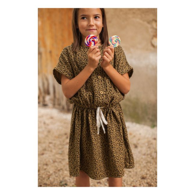 Marlot x Smallable Exclusive - Baia Leopard Print Cotton Gauze Dress | Caramello