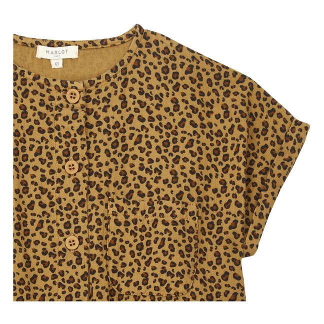 Marlot x Smallable Exclusive - Baia Leopard Print Cotton Gauze Dress | Caramello