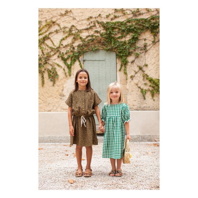Marlot x Smallable Exclusive - Baia Leopard Print Cotton Gauze Dress | Caramello