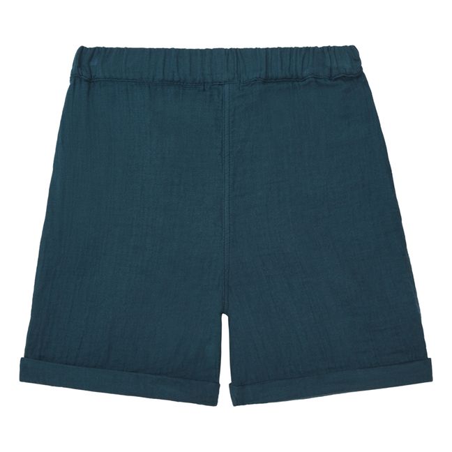 Pantalones cortos de gasa de algodón Ernest | Azul Marino