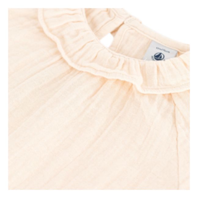 Ruffle Collar Short Sleeved Cotton Gauze Blouse | Seidenfarben