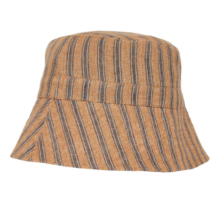 Cedrus Striped Linen Hat | Giallo senape- Immagine del prodotto n°1