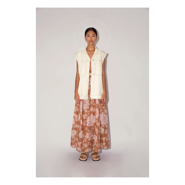 Ista Denim Sleeveless Jacket | Ecru