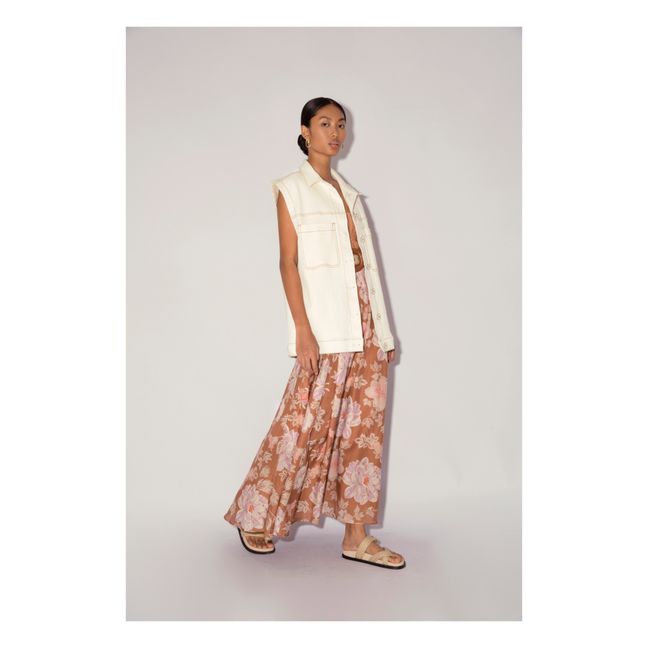 Ista Denim Sleeveless Jacket | Ecru
