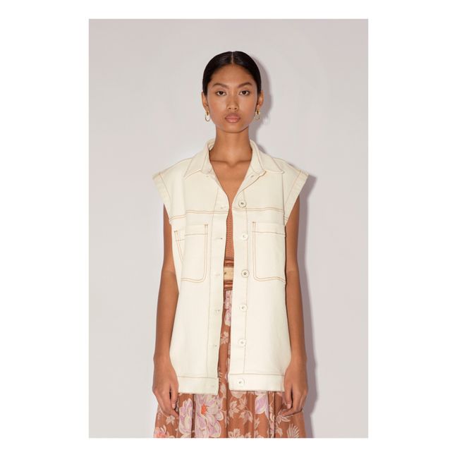 Ista Denim Sleeveless Jacket | Ecru