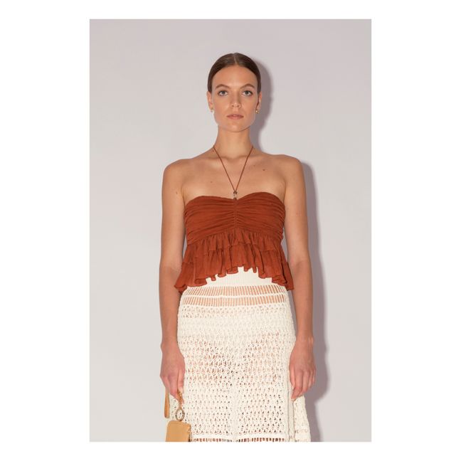 Shellee Cupro Top | Terracotta