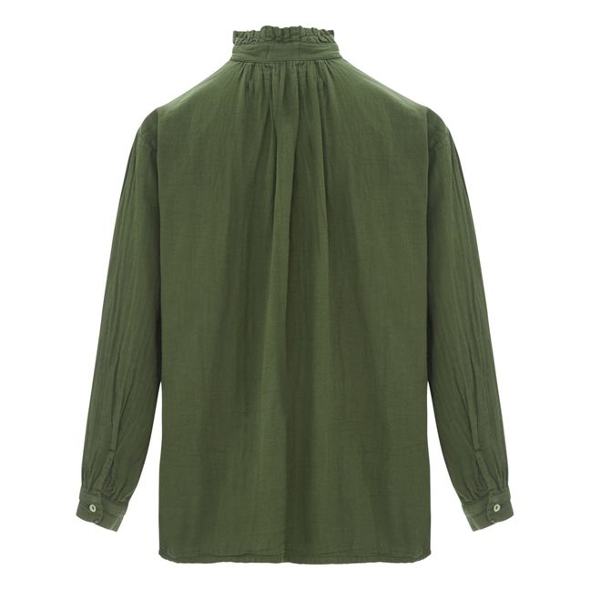 Rosebush Double Cotton Muslin Blouse - Women’s Collection  | Verde scuro