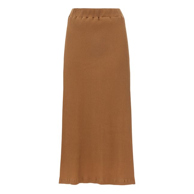 Cosmos Ribbed Long Skirt - Women's Collection | Brown