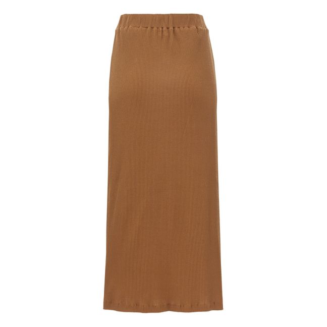 Cosmos Ribbed Long Skirt - Women's Collection | Brown