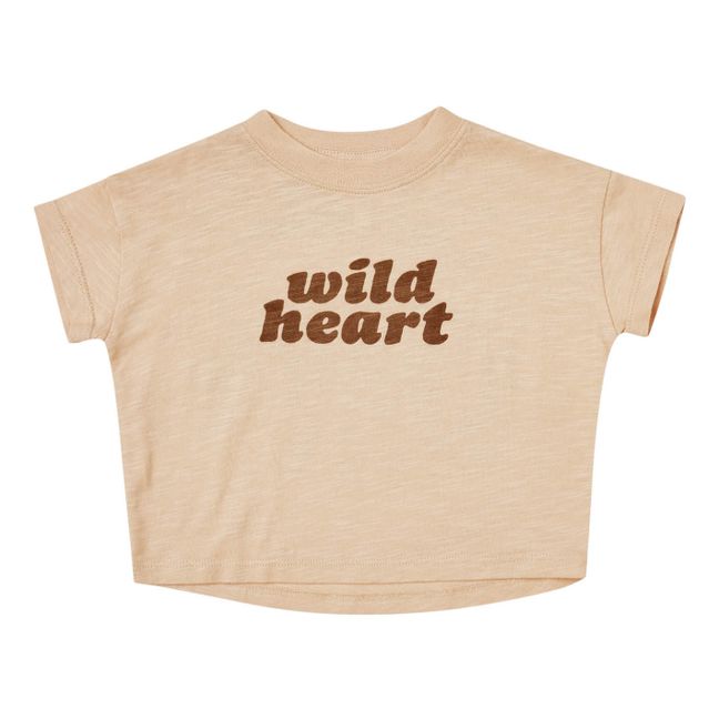 T-Shirt Boxy Wild Heart | Beige rosado