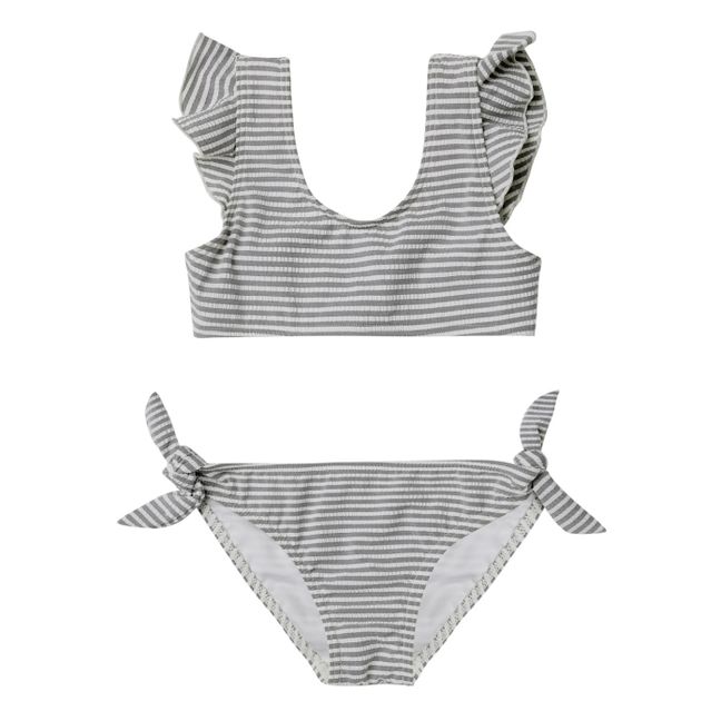 Striped Two-Piece Swimsuit | Grey