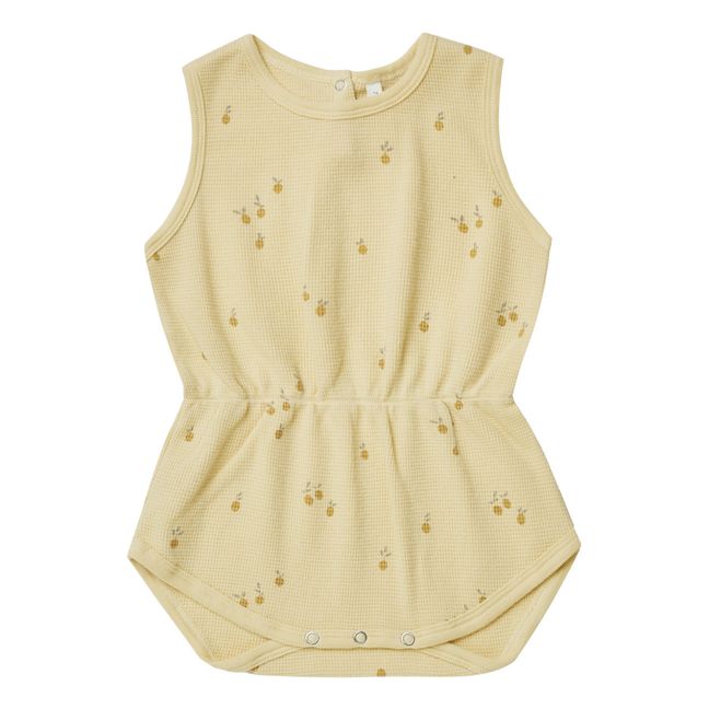 Terry Cloth Printed Playsuit | Pale yellow