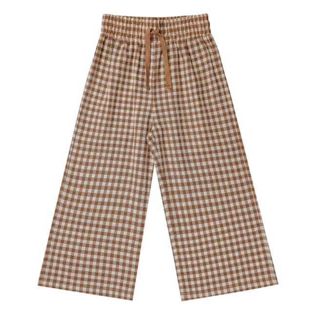 Wide Gingham Pants | Camel
