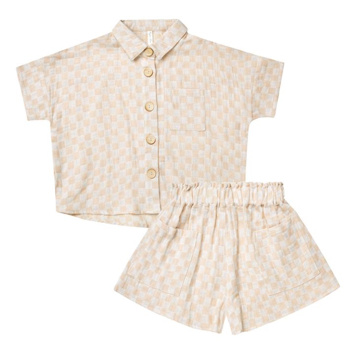 Checked Shirt + Shorts | Beige rosé- Produktbild Nr. 0