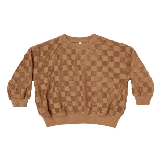 Checked Terry Sweatshirt | Camel