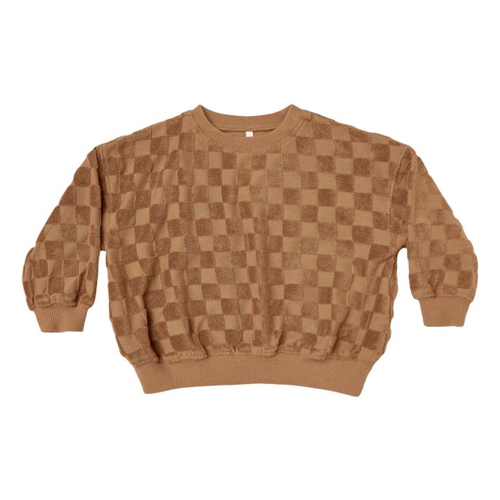Checked Terry Sweatshirt | Camel- Product image n°0