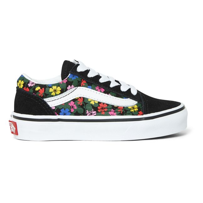 Old Skool Floral Lace-Up Sneakers | Nero