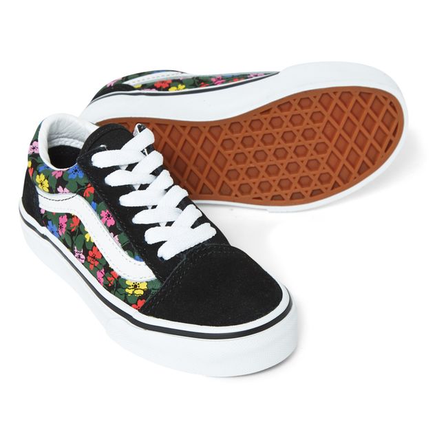 Old Skool Floral Lace-Up Sneakers | Nero