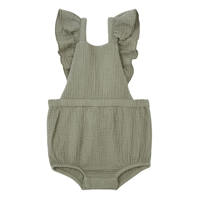 Strampler mit Rüschen aus Bio-Baumwolle | Khaki