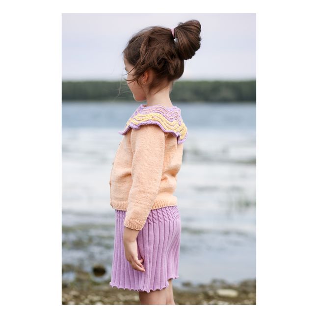 Cardigan Col Crochet Fait Main Elia | Pfirsichfarben