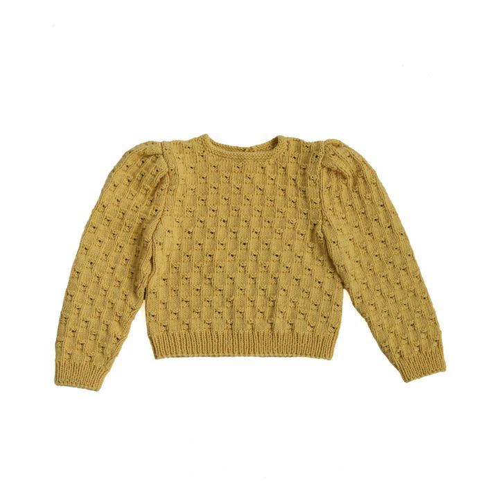 Handgefertigter Pullover mit Ajourmuster Bianca | Blasses Gelb- Produktbild Nr. 0