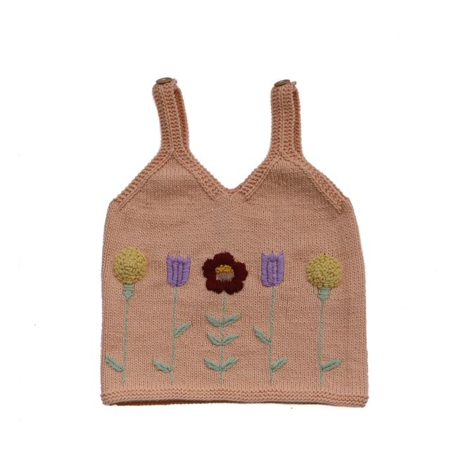 Florence Hand Embroidered Knitted Strappy Top | Pfirsichfarben