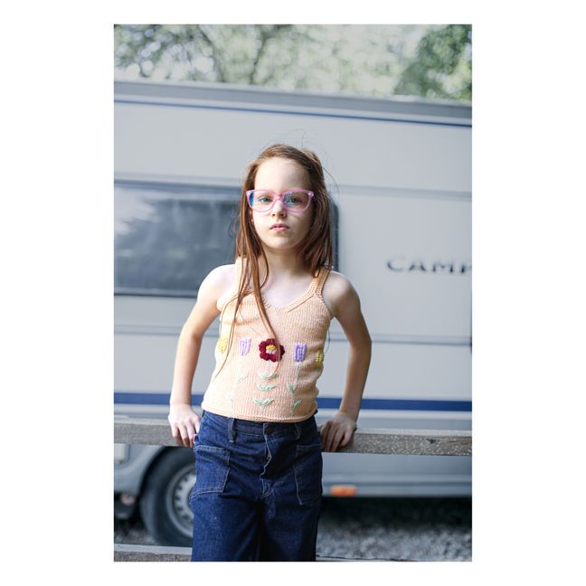 Florence Hand Embroidered Knitted Strappy Top | Pfirsichfarben