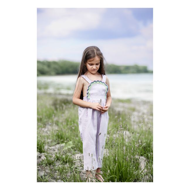 Angela Linen Dungarees | Lila