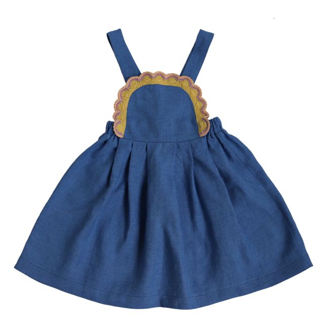 Angela Linen Pinafore Dress | Azul
