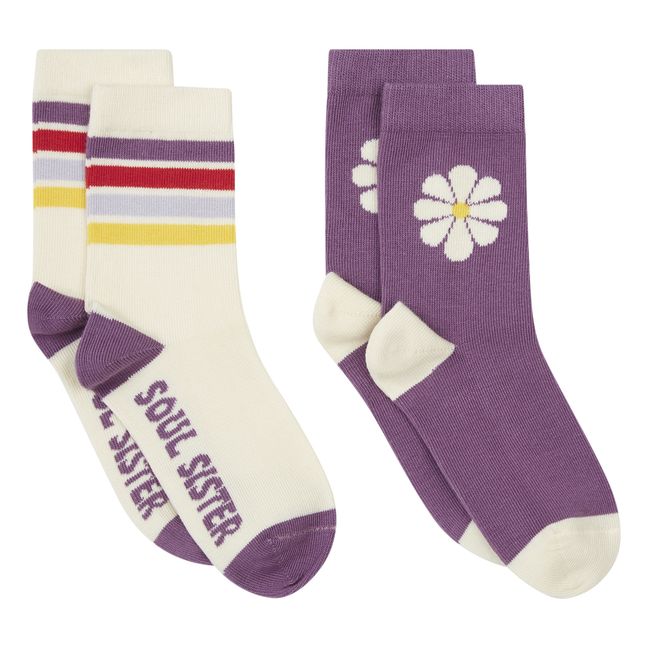 Flower Soul Socks - Set of 2 Pairs | Off white