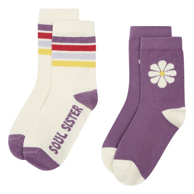 Flower Soul Socks - Set of 2 Pairs | Grauweiß