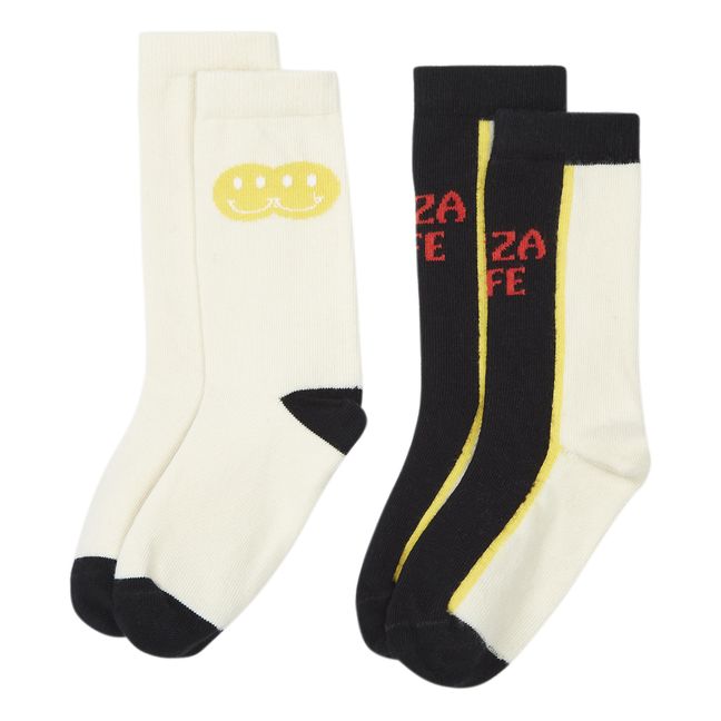 Confezione da 2 Calzini Pizza Smile | Bianco