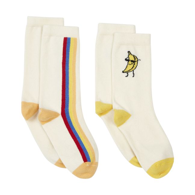 Banana Stripes Socken 2er-Pack | Grauweiß