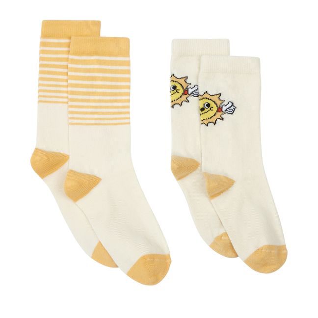 Pack 2 Chaussettes Stripes Sun | Blanc cassé