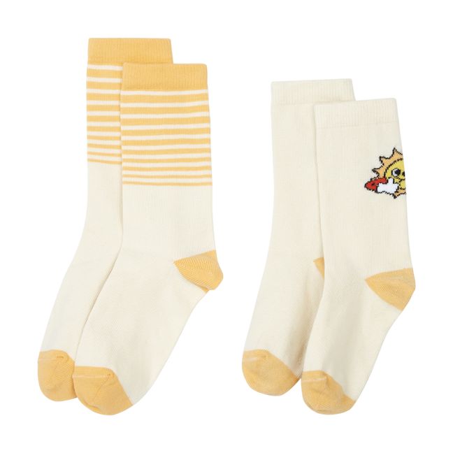 Sun Stripes Socks - Set of 2 Pairs  | Bianco