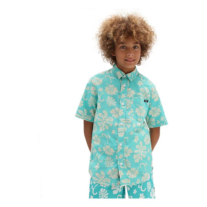Aloha Floral Short-Sleeved Shirt | Blaugrün- Produktbild Nr. 1