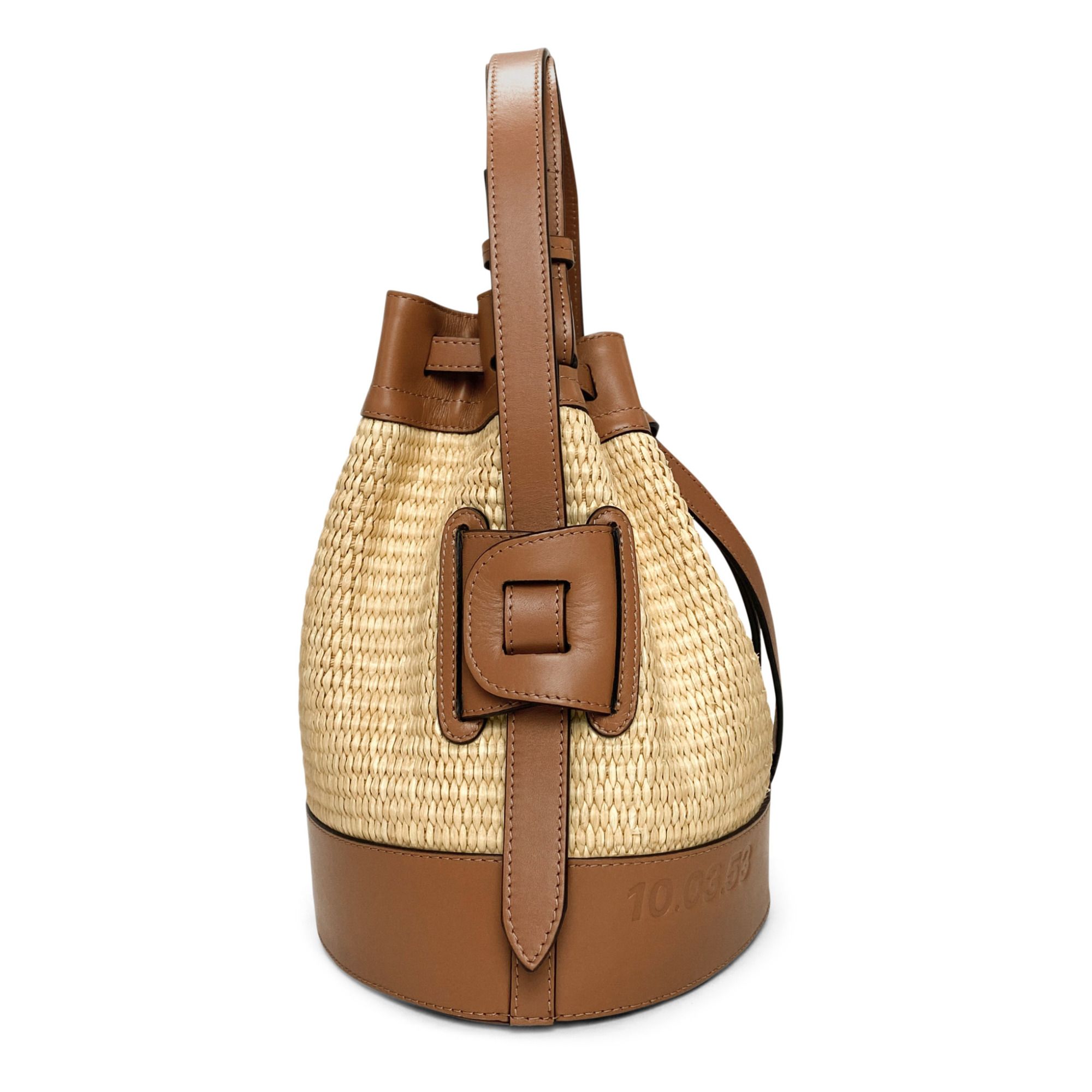 FENDI: Mon Tresor bucket bag in leather and mesh - Sand