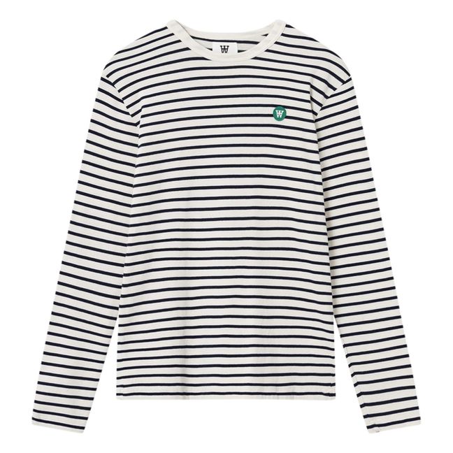 Striped Long Sleeve T-shirt | Azul marino - Crudo