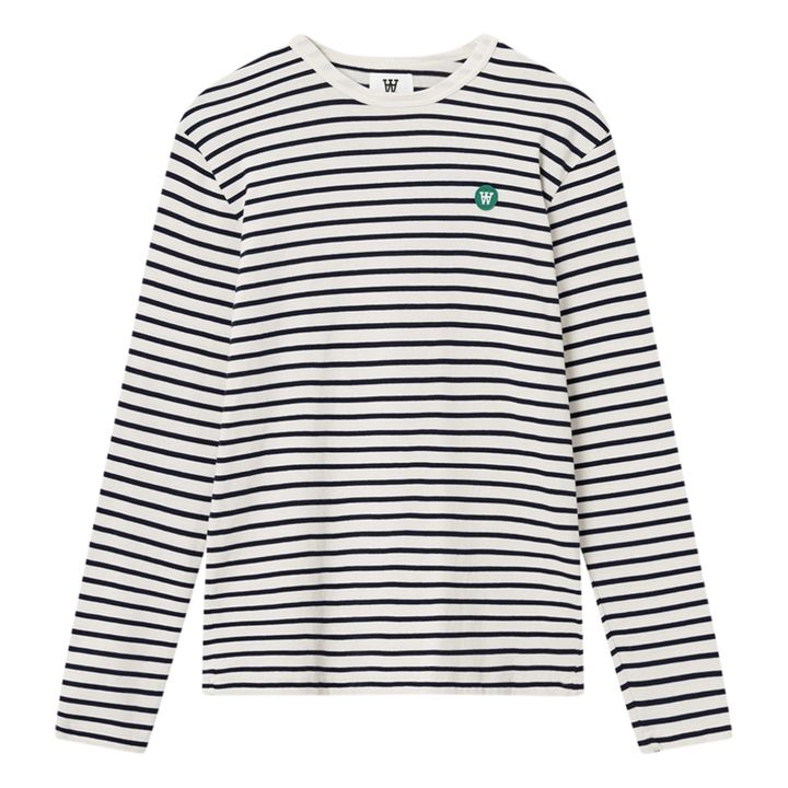 Striped Long Sleeve T-shirt | Azul marino - Crudo- Imagen del producto n°0