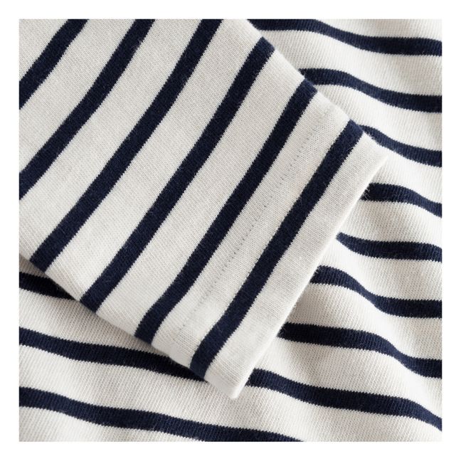 Striped Long Sleeve T-shirt | Azul marino - Crudo