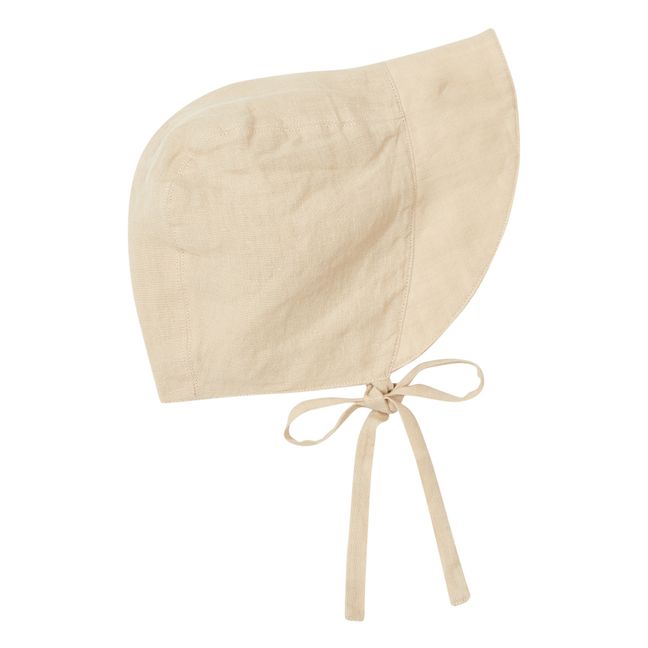 Haube Old Fashion aus Bio-Leinen | Beige