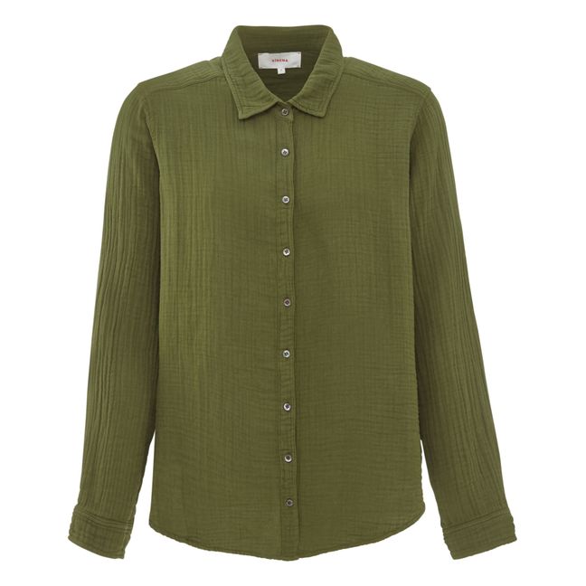 Camicia, modello: Scout, in garza di cotone | Verde militare