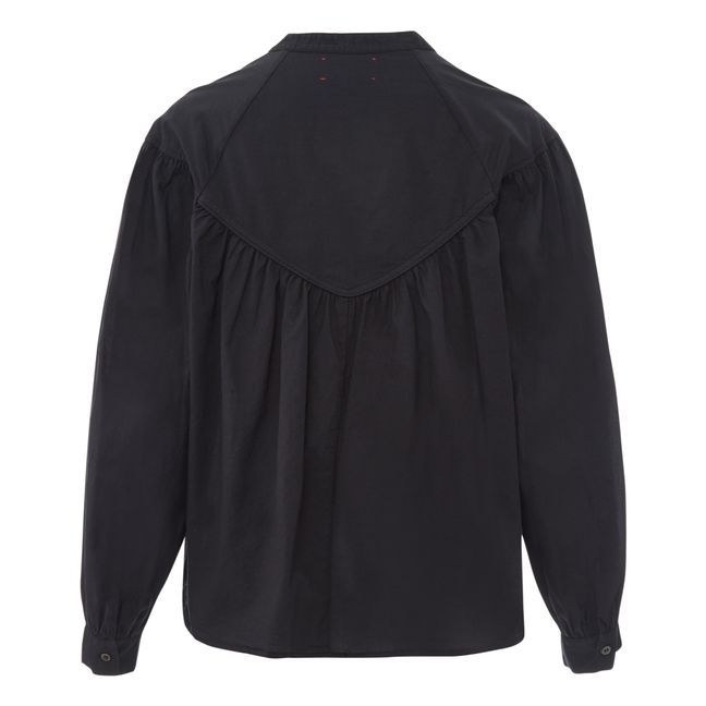 Blusa de popelina de algodón Delilah | Negro