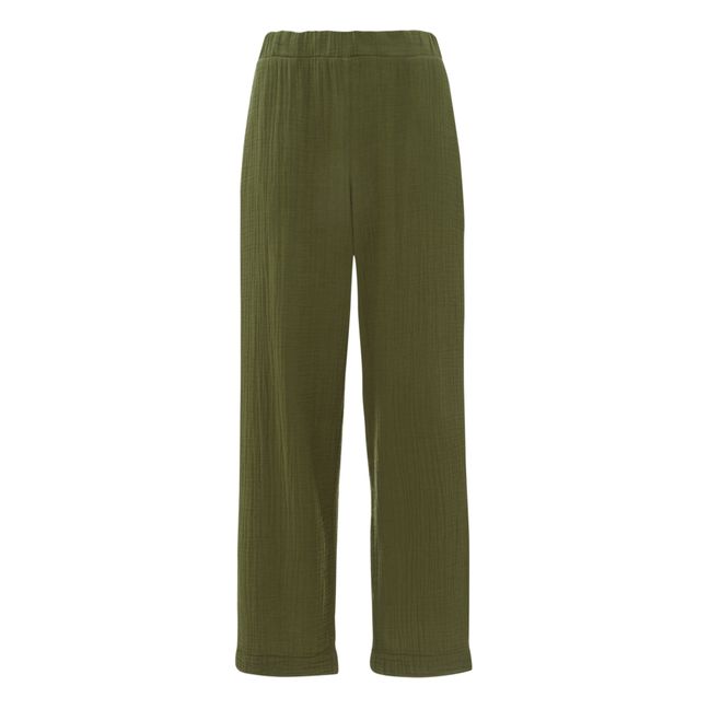 Demsey Cotton Gauze Pants | Verde Kaki