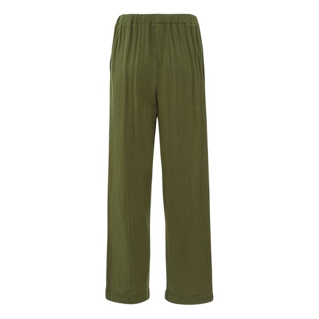 Pantalón Demsey de gasa de algodón | Verde Kaki