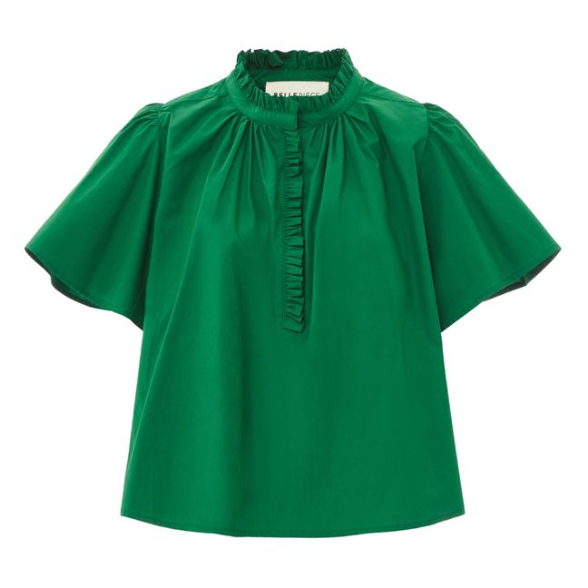 Blusa de popelina de algodón Seville | Verde